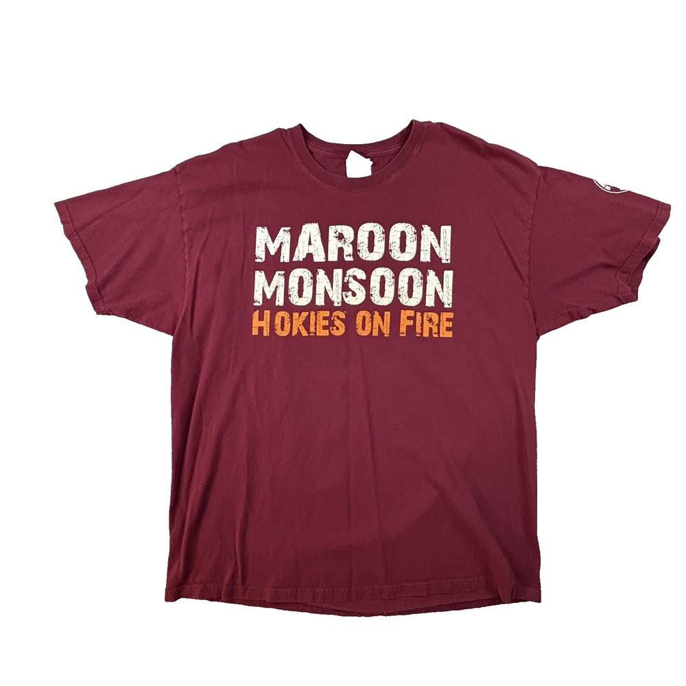 Hanes Heavyweight Men's 2XL Burgundy Orange White Virginia Tech T Shirt SEE DESC